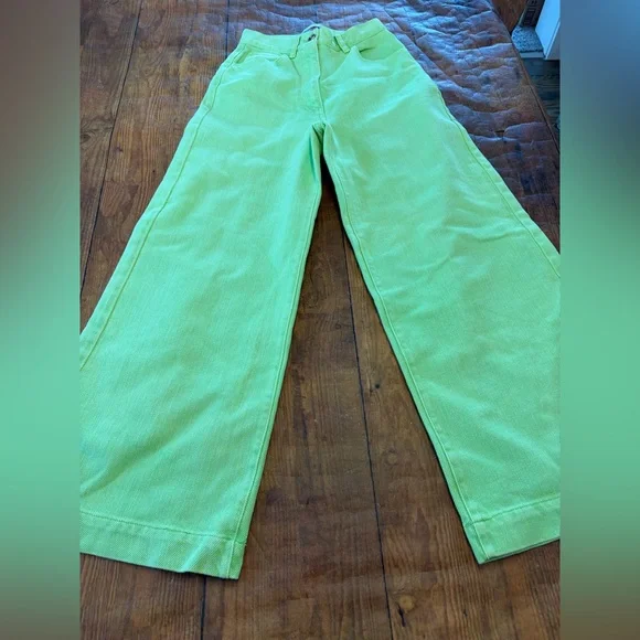 Urban Outfitters Lime Green Wide-Leg Pants - Picture 3 of 8